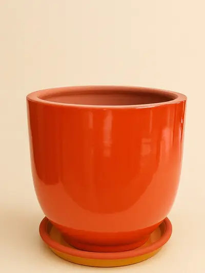 Turuncu Sırlı Saksı No 4 Ø27cm -  Saksilar - Lalezar Botanik